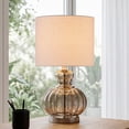 thumbnail image 1 of C Cattleya 20.25” Brown Gourd Table Lamp with Glass Base and Linen Shade, 1 of 6