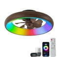 thumbnail image 1 of C Cattleya 20in Dimmable LED RGB Walnut Woodgrain Smart Ceiling Fan with Light and Voice/App/Remote Control, 1 of 9