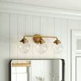 thumbnail image 1 of C Cattleya 3-Light Antique Brass Vanity Light with Clear Glass Shades - Antique Brass, 1 of 9