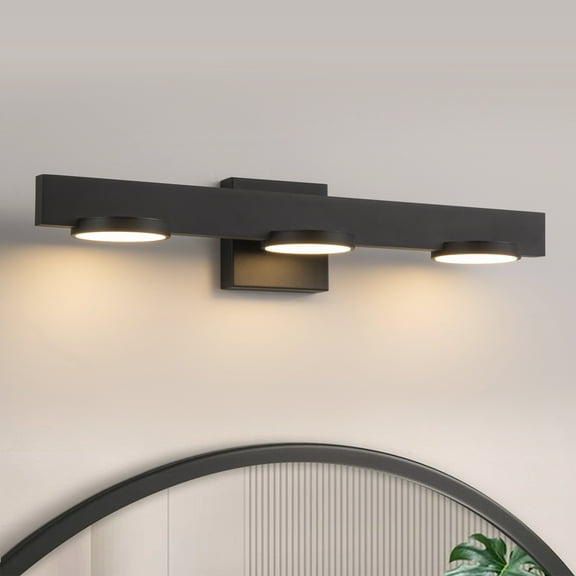 C Cattleya 3-Light Black Aluminum LED Vanity Light with Frosted Acrylic Shade