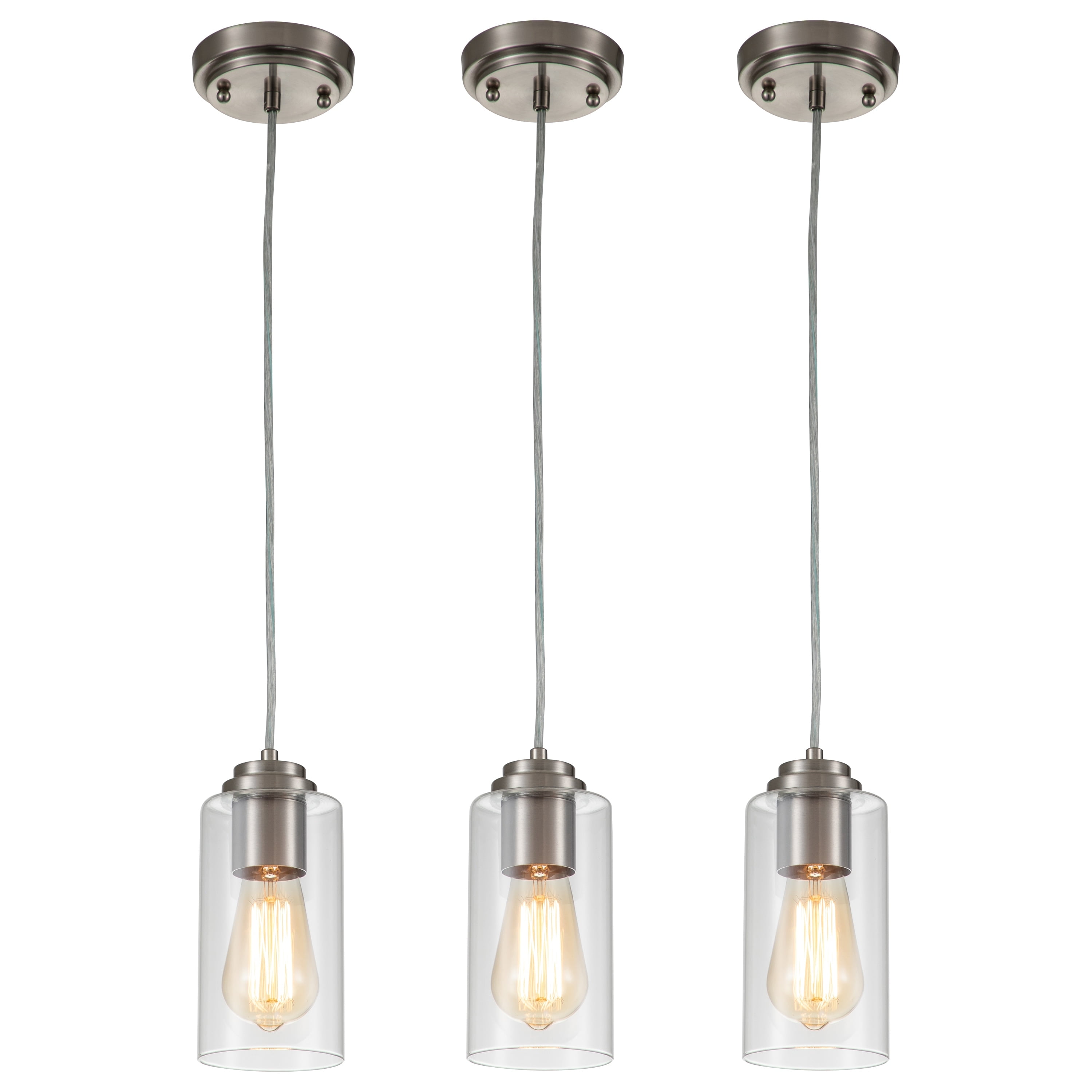 Satin Nickel Mini Pendant Light with Clear Glass Shade