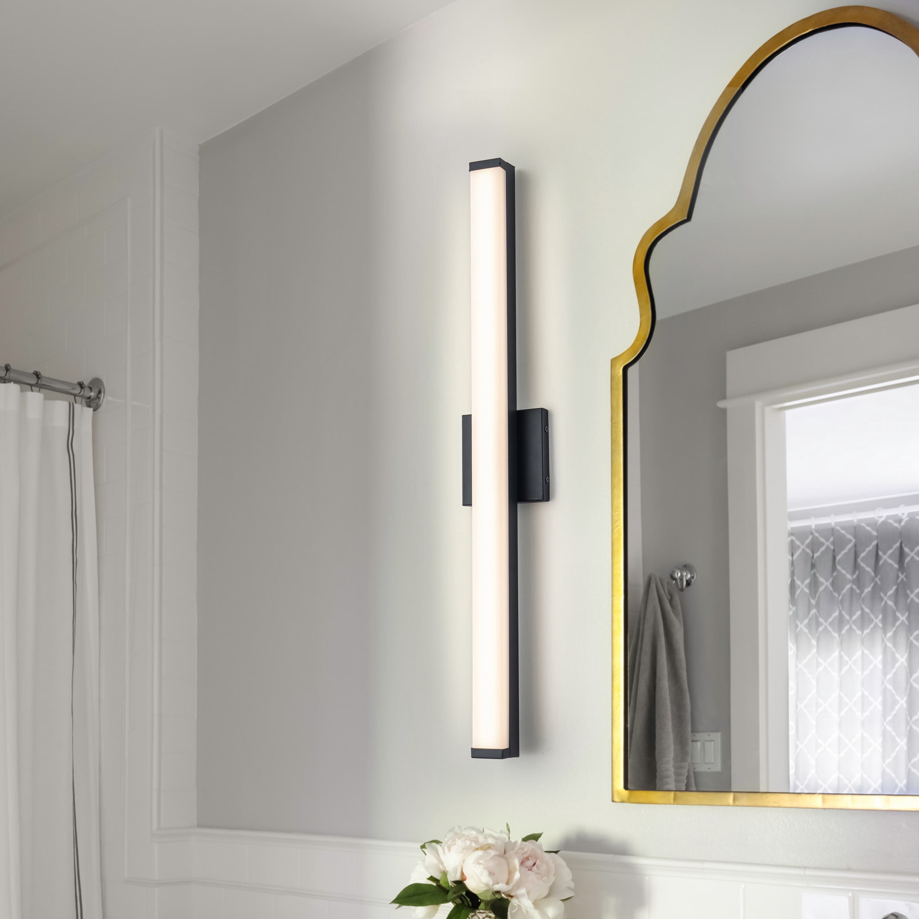AMAX LED Vanity Bar Light - 24 Inch Nickel Finish Bathroom Mirror Light Fixture
