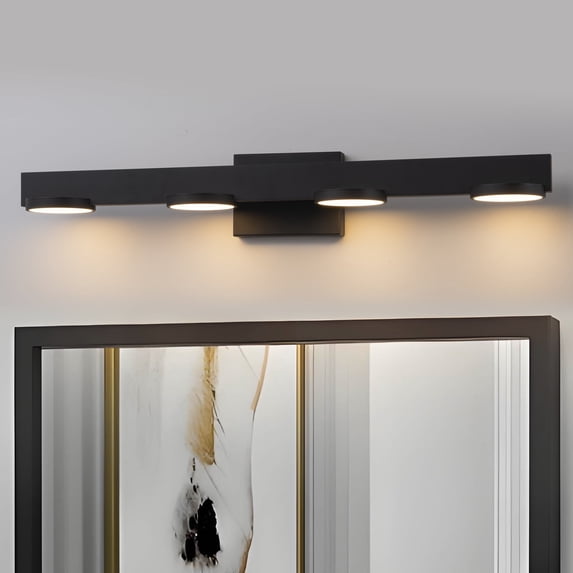 C Cattleya 4-Light Contemporary Black Aluminum LED Vanity Light with Frosted Acrylic Shade