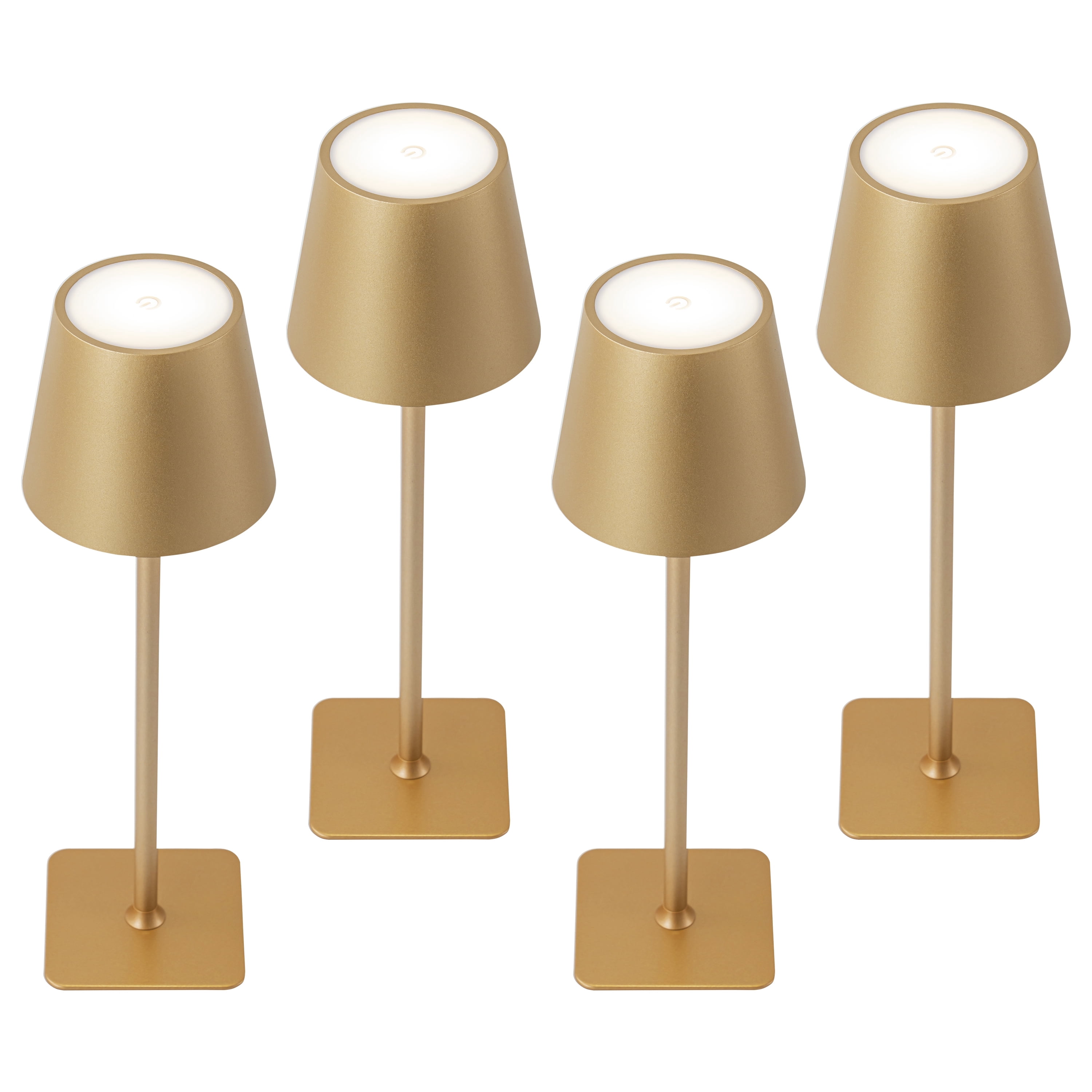 C Cattleya 4-Pack 14" Gold LED Cordless Table Lamp, 3CCT Dimmable Portable Desk Lamps