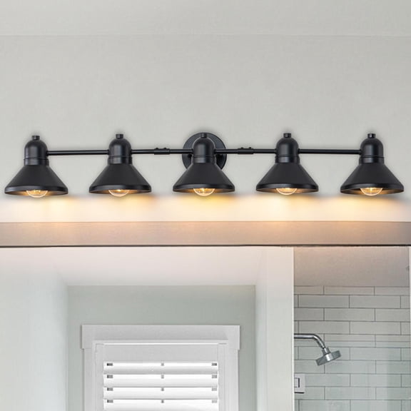 C Cattleya 40.5 in. 5-Light Powder-coated Black Vanity Light Fixture