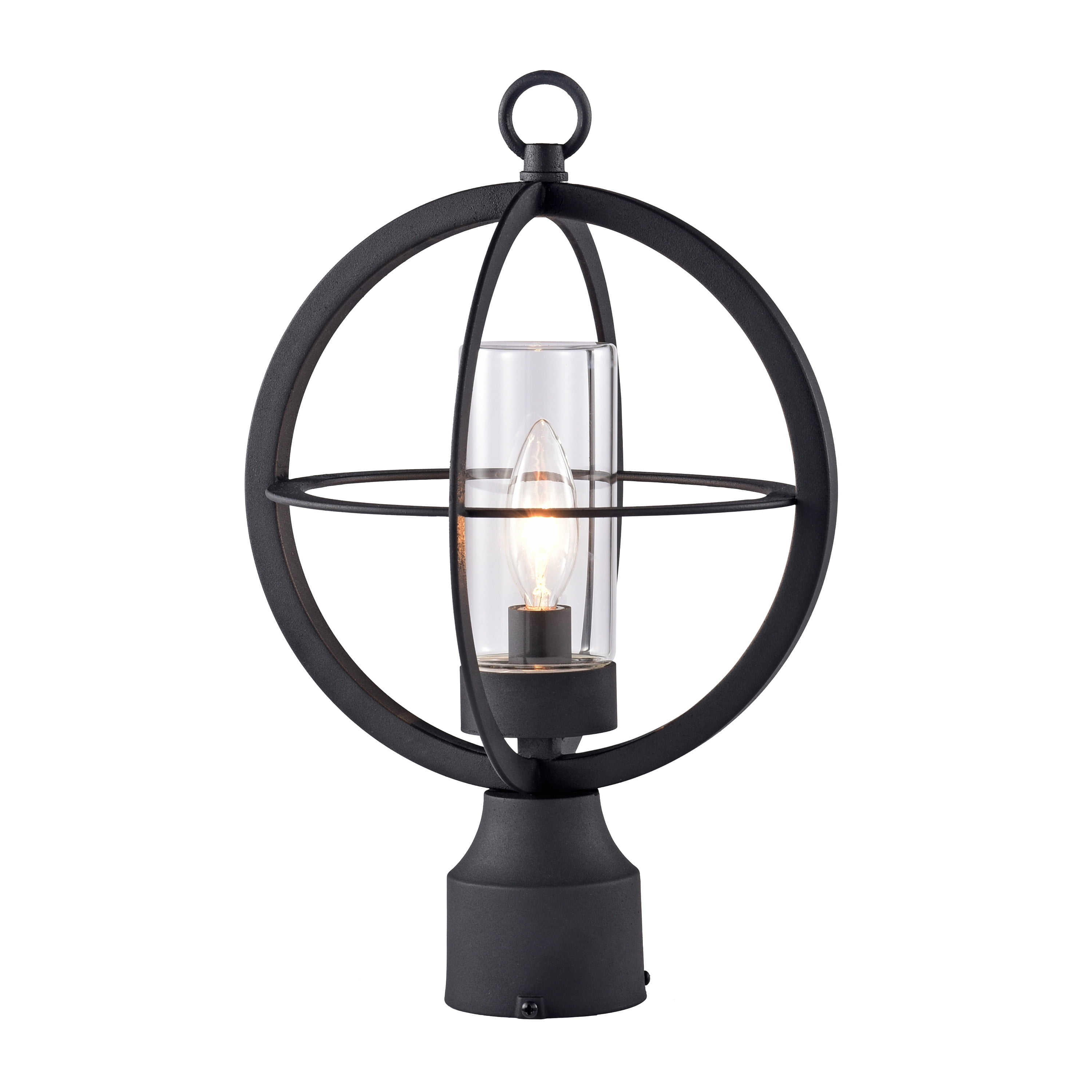 C Cattleya  Black 1-light 9.75"/12"  Global Cage Outdoor Post Light W9.75"xD9.75"xH15.5"