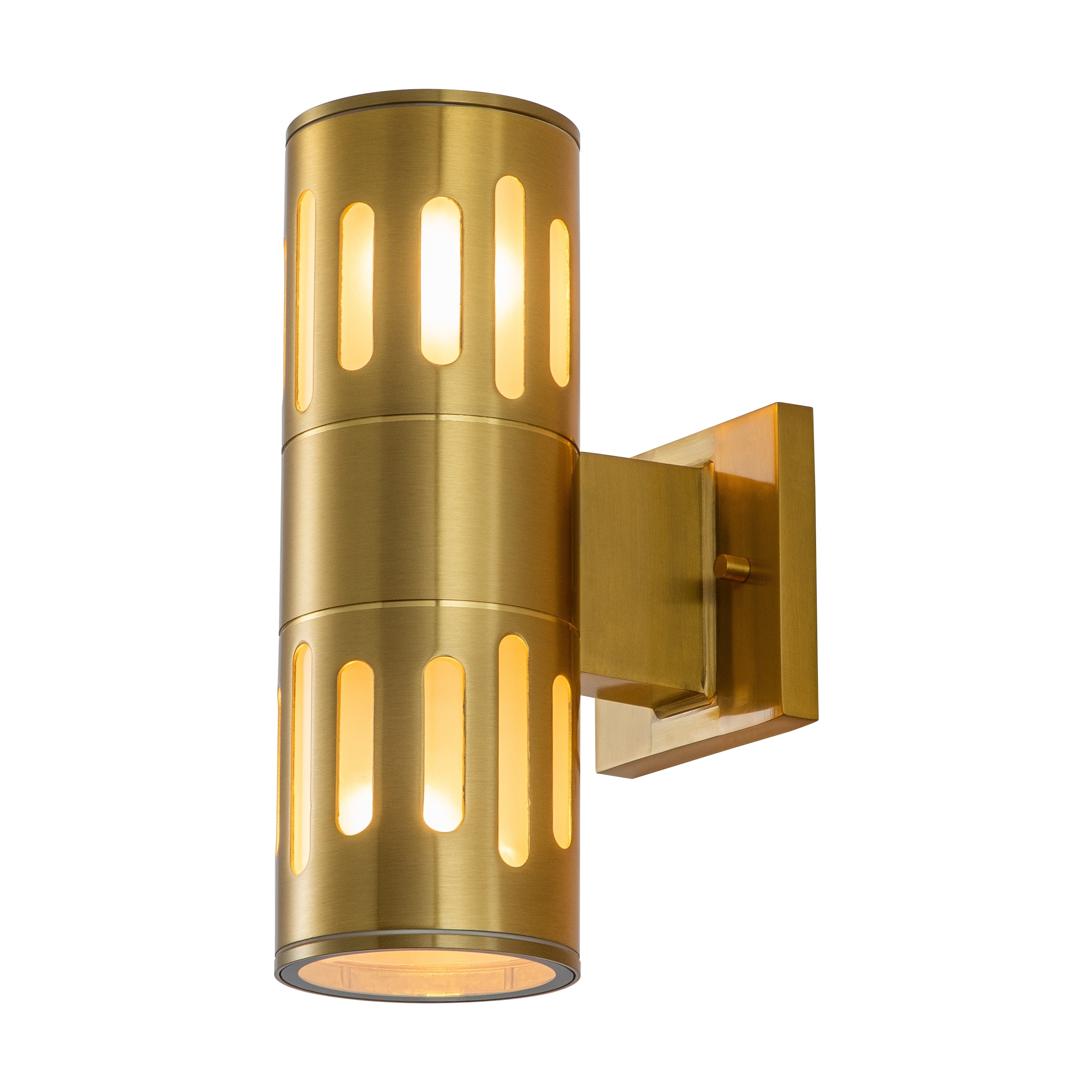Gold Die-Cast Aluminum Cylinder Outdoor Wall Sconce
