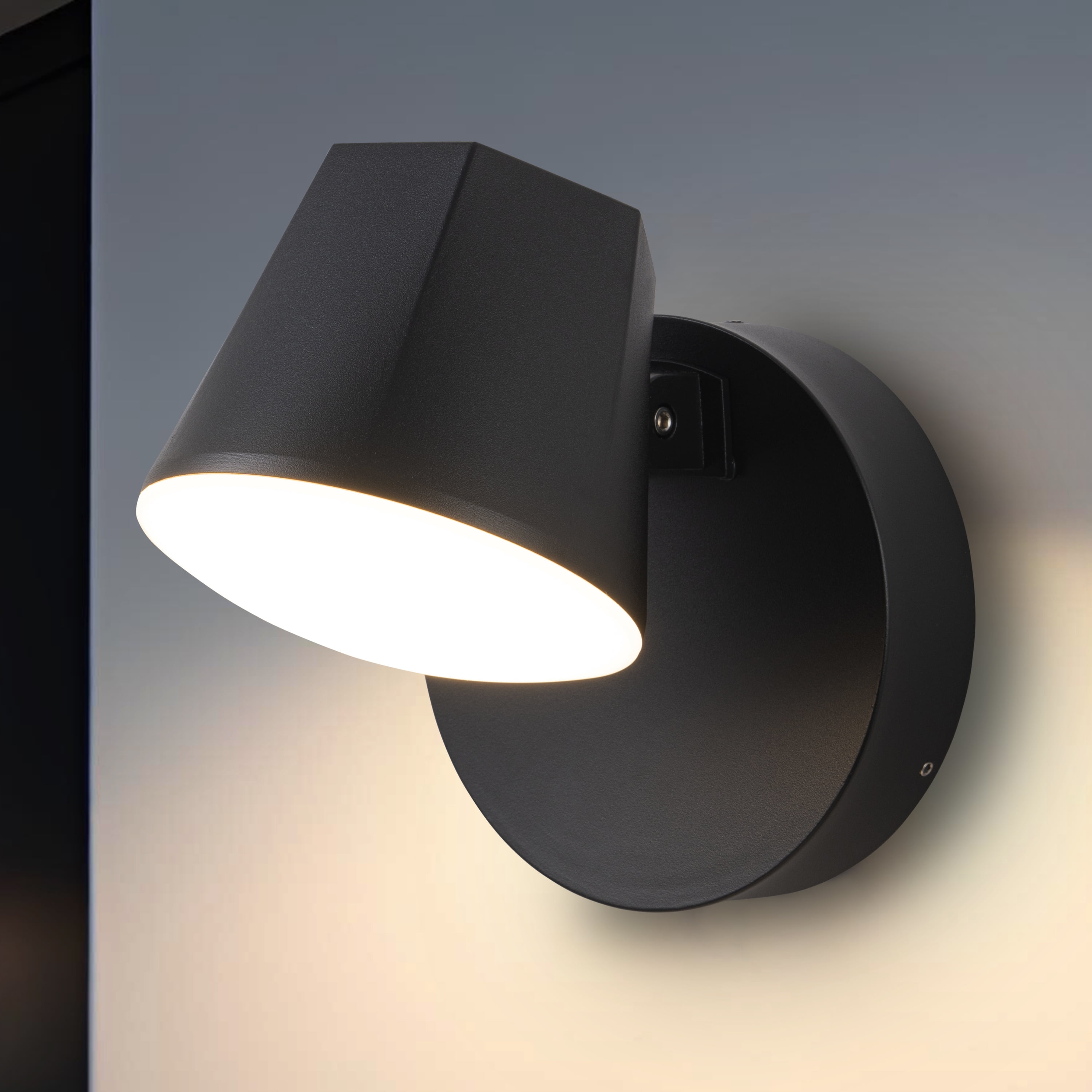 C Cattleya Modern Black Aluminum LED Outdoor Indoor Wall Light with Adjustable Head