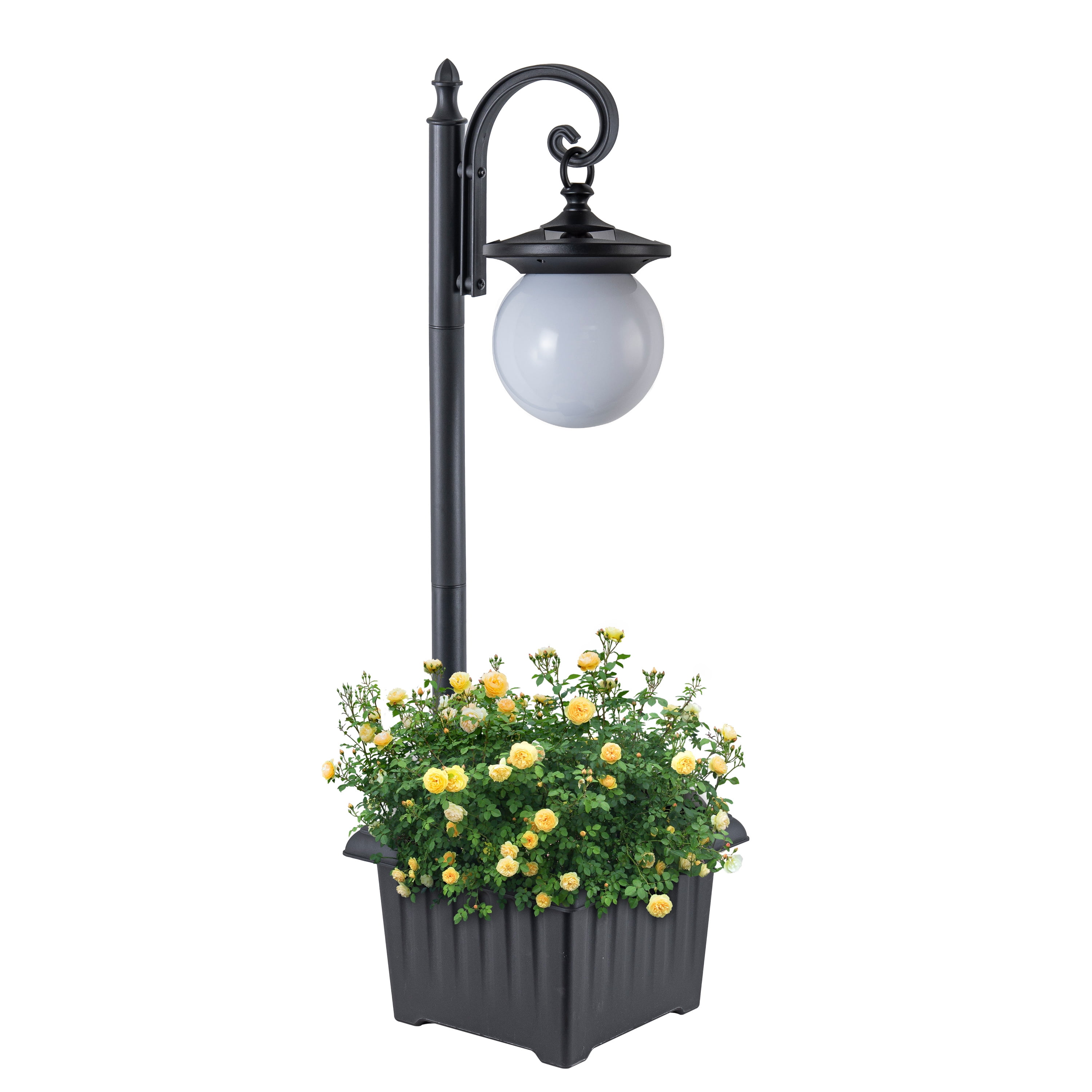 C Cattleya Solar Outdoor Post Light with Planter and Acrylic Shade