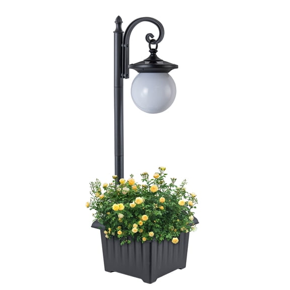 C Cattleya Solar Outdoor Post Light with Planter and Acrylic Shade