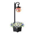thumbnail image 1 of C Cattleya Solar Outdoor Post Light with Planter and Mosaic Glass Shade, 1 of 7