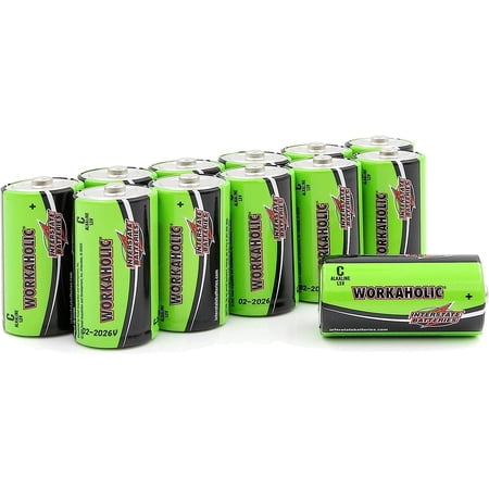 C Cell Alkaline Battery (12 Pack) All-Purpose 1.5V High Performance Batteries - Workaholic (DRY0080)