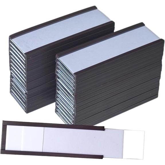 C Channel Magnetic Label Holders 1 x 3 Inch, 30 Pack  Magnetic Data Card Labels with Paper Inserts & Clear Protectors for Metal Shelves, File Cabinets, Office & Warehouse Organization