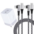 thumbnail image 1 of C Charger Block,FiveBox PD 40W USB C Wall Charger Block with 2PACK Right Angle USB C to USB C Cables 6ft,USB C Type C Charging Block,USB C Brick for Android Type C Samsung Fast Charger Block,White, 1 of 7