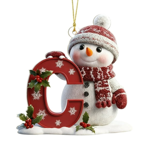 C Christmas Acrylic Letter Ornament 8Cm 2D Hanging Decoration For Tree ...