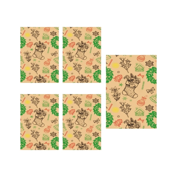 C Christmas Bell Design Wrapping Paper Kraft 5 Sheets 50X70Cm For Gift Packaging Diy