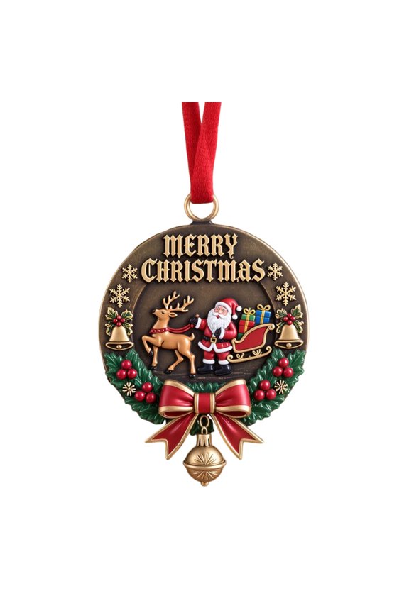 C Christmas Bell Ornament Set Hanging Pendant Decor For Tree Home Holiday Festival Party Santa Reindeer Design Festive Decorative Accessories For Indoor Use