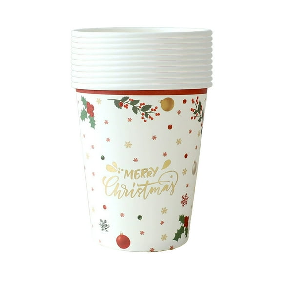 C Christmas Disposable Paper Cups Set Of 10 Holiday Party Cups Thickened Decorative Paper Cups For Christmas Wedding Party Decorations Lightweight 0.13 Lbs