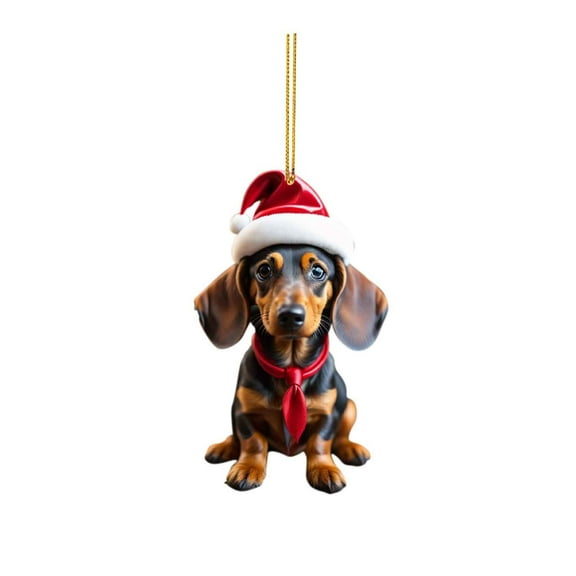 C Christmas Dog Car Hanger Acrylic Automotive Decor Hanging Ornament For Home Office Rearview Mirror Decoration 3.15 Inches Long 0.03 Lb Weight