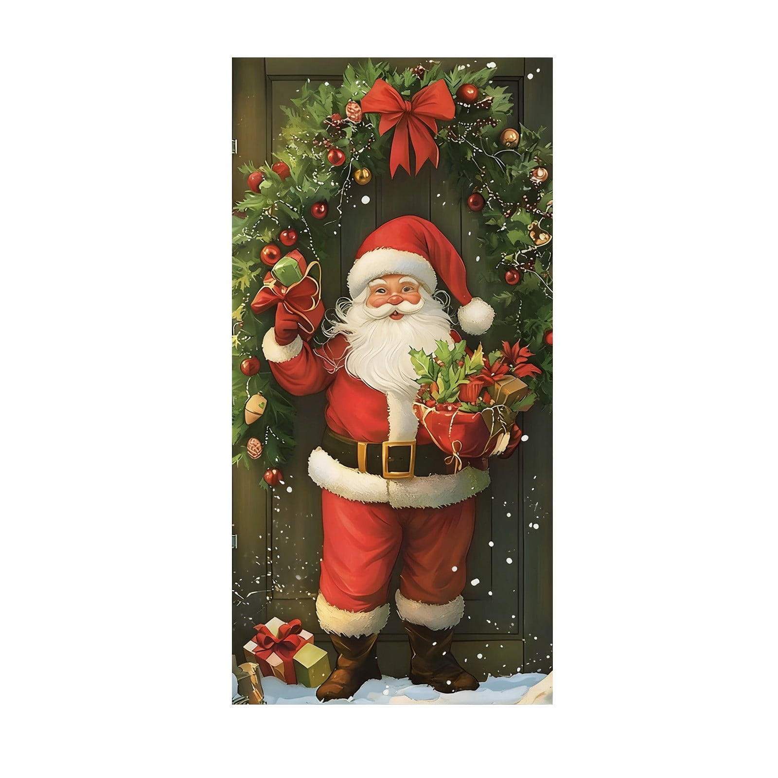 C Christmas Door Curtain Santa Claus Design Festive Holiday Decor Thick ...