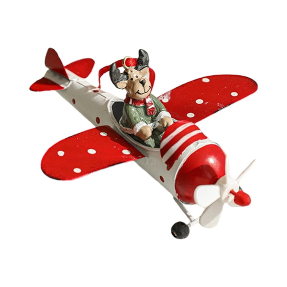 C Christmas Iron Flying Plane Hanging Ornament Santa Claus Decoration For Tree Holiday Toy