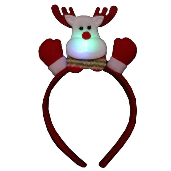 C Christmas Light Up Headband With Santa Snowman Bear Deer Designs, Festive Party Headwear For Adults Kids, Soft Fabric Comfortable Wear Holiday Celebration Accessories