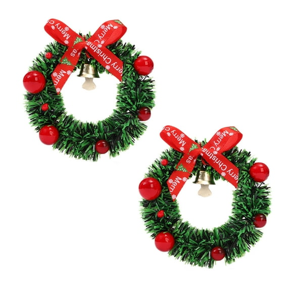 C Christmas Magnetic Wreath Refrigerator Magnet Set Of 2 Pieces Simulation Decorative Ornaments For Fridge Metal Surface Festive Holiday Decor