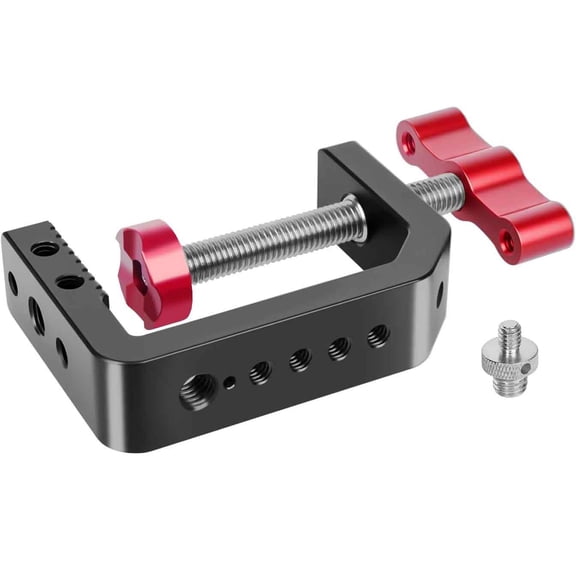 C Clamp Desk Camera Mount, Aluminum Table C-clamp with Thread, Desktop DSLR Mount for Photo Studio Video Camera, Light Stand, Desk, Rods, Shelves, Bike