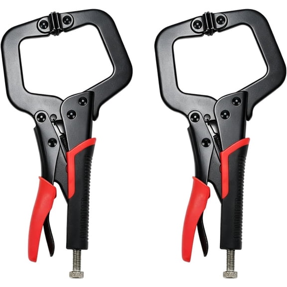 C Clamp Locking Pliers, Heavy Duty Vise Grip with Adjustable Swivel Pad Metal Face Clamps for Woodworking Welding or Repairs (2pcs)