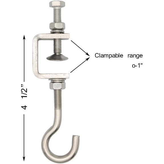 C Clamp Stainless Steel, Beam Clamp; C Clamps.Comes with Stainless Steel Hooks That Can Withstand 100 Pounds (3Pcs) (round platen)$$Tools & Hardware Other