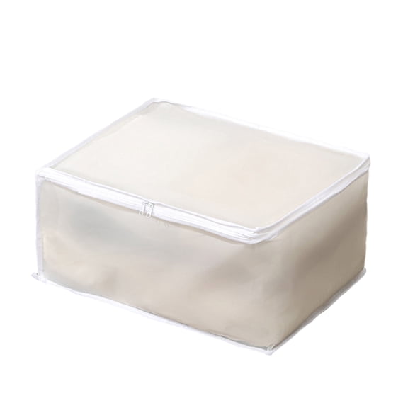 C Clothes Storage Box Under Bed Foldable Eva Material With Double Zipper Moistureproof For Comforters L White Trim