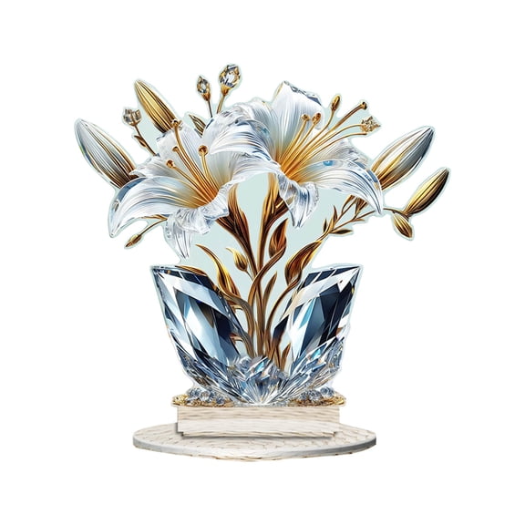 C Colorful Lily And Rose Series Acrylic Study Decoration Bedroom Living Room Desktop Decoration Ornament Style C