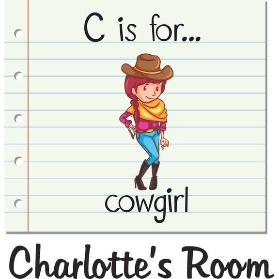 C is for Cowgirl Custom Name Vinyl Wall Decal for Home - Cowboy Rodeo Horse Roper Rope Cute Wall Decal Bedroom Living Room Entry - Personalized Text Removable High Tact - Size: 30 In x 30 In