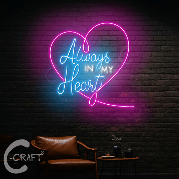 Always Up Sign C-Craft Always In My Heart Neon Sign Led Light Up 25 inch for Wedding ...