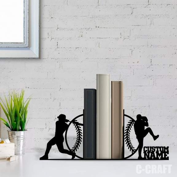 C-Craft Stainless Steel Baseball Bookend, Adjustable, 5 Inch for Home Office