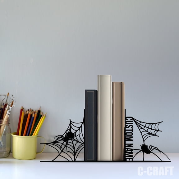 C-Craft Stainless Steel Spider Halloween Bookend, Adjustable, 5 Inch for Home Office