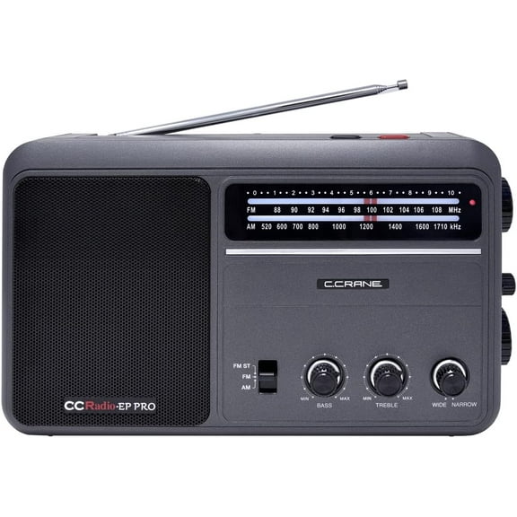 C. Crane CCRadio - EP PRO AM FM Battery Operated Portable Analog Radio with DSP Black