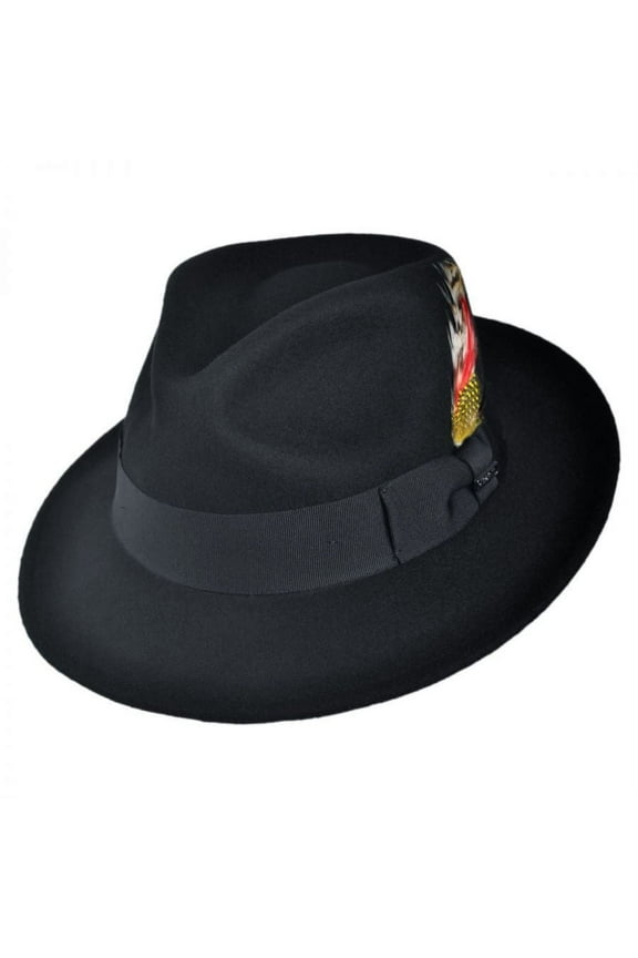C-Crown Crushable Wool Felt Fedora Hat - L - Black