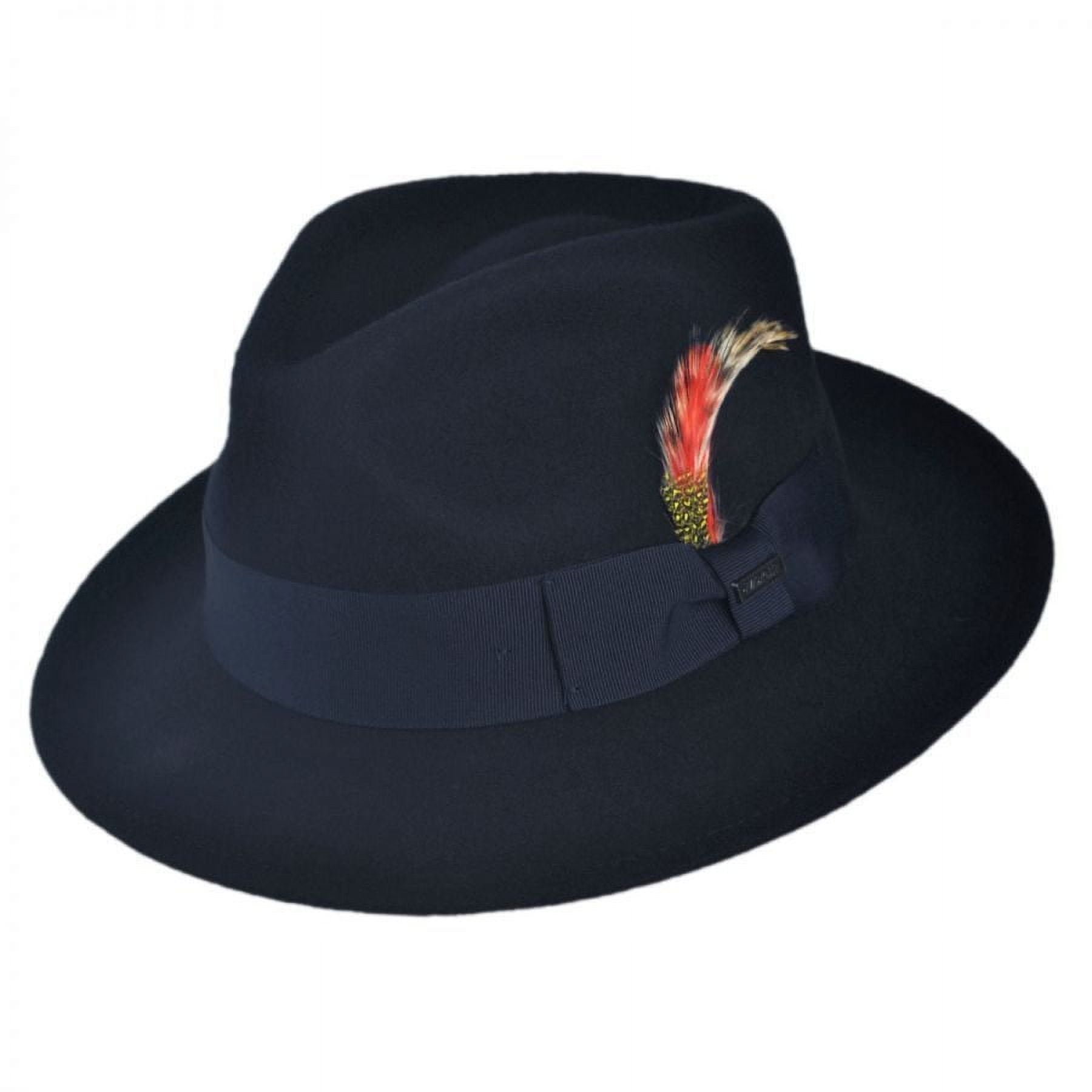 C-Crown Crushable Wool Felt Fedora Hat - M - Navy Blue
