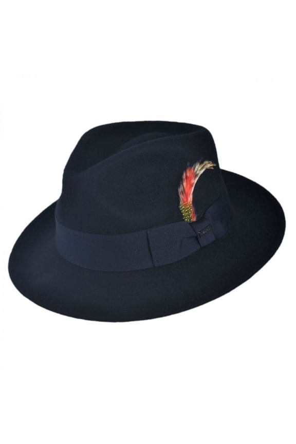C-Crown Crushable Wool Felt Fedora Hat - M - Navy Blue