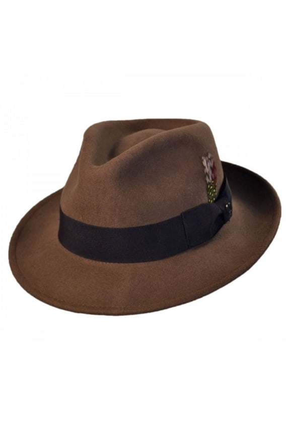 C-Crown Crushable Wool Felt Fedora Hat - M - Pecan