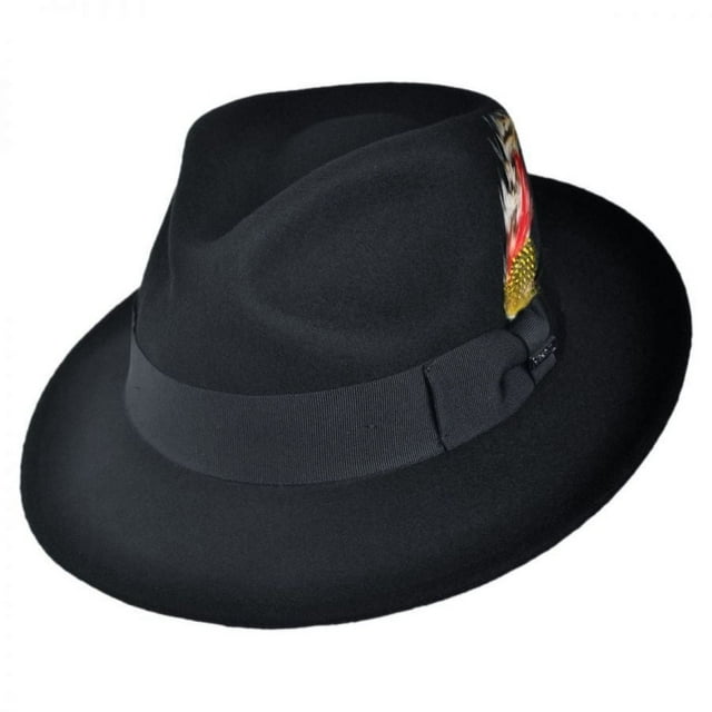 C-Crown Crushable Wool Felt Fedora Hat - S - Black