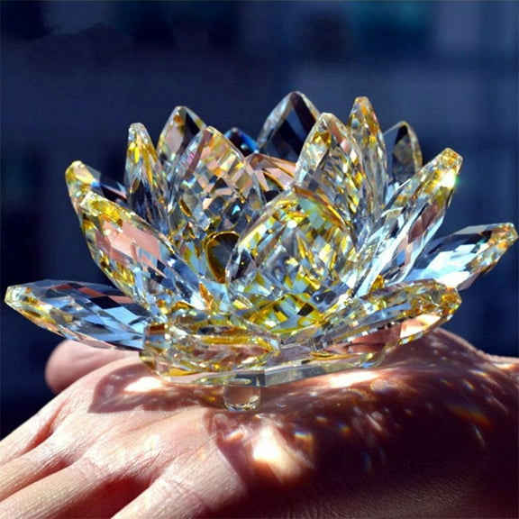 C Crystal Lotus Flower Figurine Valentine Wedding Decor Glass Craft Collection Paperweight Table Ornaments Souvenir Gift