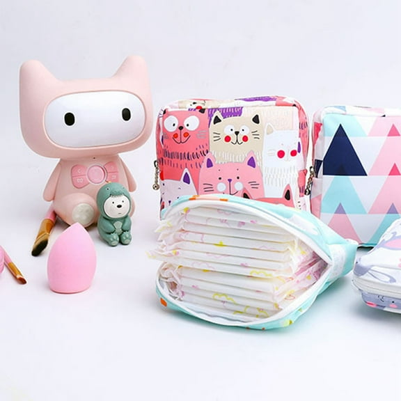 C Cute Large Capacity Sanitary Napkin Storage Bags Cartoon Physiological Period Tampon Organiser Bag Mini Bag