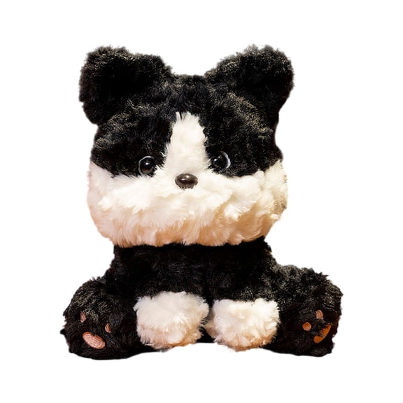 C Cute Plush Dog Doll Toy Sitting Pose Flower Twist Design Style C Children Gift Cloth Material