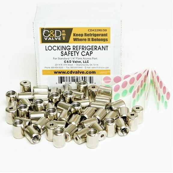 C&D Valve CD2290 Package of 50 Tamper Resistant HVAC 1/4" Male Flare Locking Cap