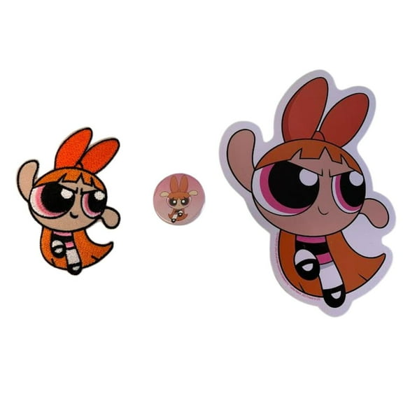 C&D Visionary Powerpuff Girls Blossom Set Sticker, Patch & Button Pin