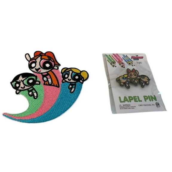 C&D Visionary Powerpuff Girls Flying High Five Patch & Lapel Pin Set