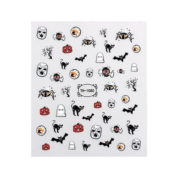 C Design C1080 Glow In The Dark Halloween Nail Stickers Spooky Self Adhesive Nail Art Decals For Parties Costume Manicure Easy Application 10 Sheets