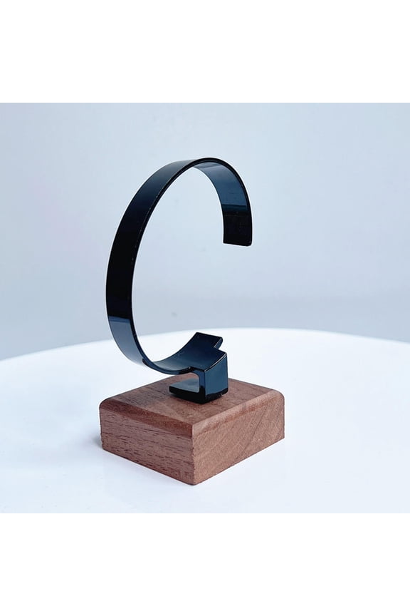 C Display Stand Tool Wooden Base Jewelry Bracelet Bangle Display Rack Wrist Watch Holder for Retail Sales Store Shop Black